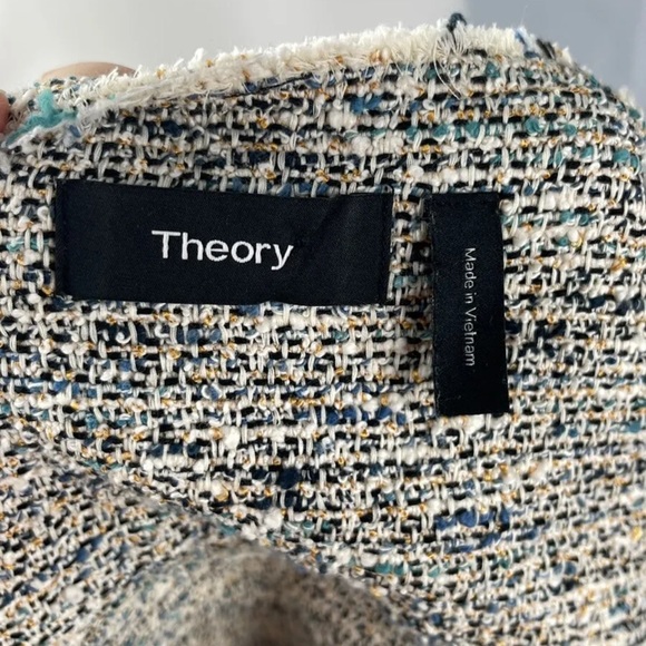 Theory Tweed Blazer Ualana Compromised Tweed Open Front Coat Size 10 Multicolor - Picture 14 of 16